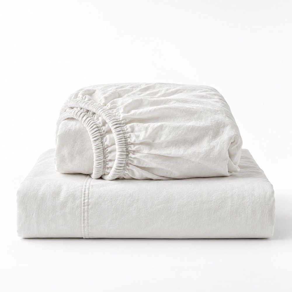 Lane Linen 100% Organic Cotton Queen Bed Sheets Set Solid White GOTS Certified